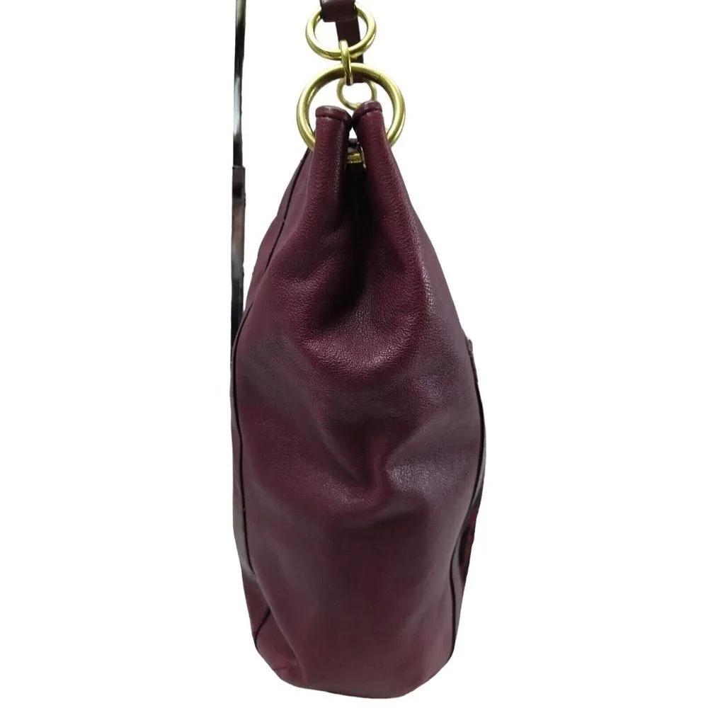 Coach Park Haircalf Leather Turn lock Pocket Large Hobo F24662 Oxblood Burgundy